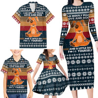 Peace Love And Dog Christmas Family Matching Long Sleeve Bodycon Dress and Hawaiian Shirt Xmas Holiday Patterns - Wonder Print Shop