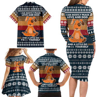Peace Love And Dog Christmas Family Matching Long Sleeve Bodycon Dress and Hawaiian Shirt Xmas Holiday Patterns - Wonder Print Shop