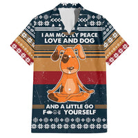 Peace Love And Dog Christmas Family Matching Long Sleeve Bodycon Dress and Hawaiian Shirt Xmas Holiday Patterns - Wonder Print Shop