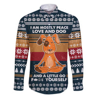 Peace Love And Dog Christmas Family Matching Long Sleeve Bodycon Dress and Hawaiian Shirt Xmas Holiday Patterns - Wonder Print Shop