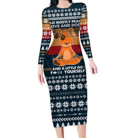 Peace Love And Dog Christmas Family Matching Long Sleeve Bodycon Dress and Hawaiian Shirt Xmas Holiday Patterns - Wonder Print Shop