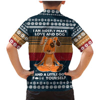 Peace Love And Dog Christmas Family Matching Mermaid Dress and Hawaiian Shirt Xmas Holiday Patterns - Wonder Print Shop