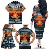 Peace Love And Dog Christmas Family Matching Off The Shoulder Long Sleeve Dress and Hawaiian Shirt Xmas Holiday Patterns - Wonder Print Shop