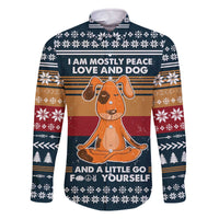 Peace Love And Dog Christmas Family Matching Off The Shoulder Long Sleeve Dress and Hawaiian Shirt Xmas Holiday Patterns - Wonder Print Shop