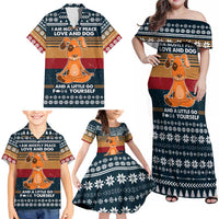 Peace Love And Dog Christmas Family Matching Off Shoulder Maxi Dress and Hawaiian Shirt Xmas Holiday Patterns - Wonder Print Shop