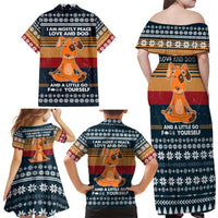 Peace Love And Dog Christmas Family Matching Off Shoulder Maxi Dress and Hawaiian Shirt Xmas Holiday Patterns - Wonder Print Shop
