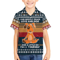 Peace Love And Dog Christmas Family Matching Off Shoulder Maxi Dress and Hawaiian Shirt Xmas Holiday Patterns - Wonder Print Shop