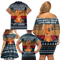 Peace Love And Dog Christmas Family Matching Off Shoulder Short Dress and Hawaiian Shirt Xmas Holiday Patterns - Wonder Print Shop