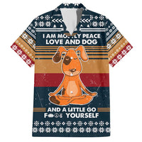 Peace Love And Dog Christmas Family Matching Short Sleeve Bodycon Dress and Hawaiian Shirt Xmas Holiday Patterns - Wonder Print Shop