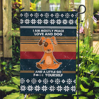 Peace Love And Dog Christmas Garden Flag Xmas Holiday Patterns - Wonder Print Shop