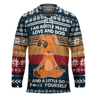 Peace Love And Dog Christmas Hockey Jersey Xmas Holiday Patterns - Wonder Print Shop
