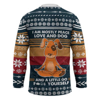 Peace Love And Dog Christmas Hockey Jersey Xmas Holiday Patterns - Wonder Print Shop