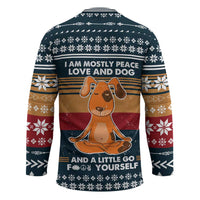 Peace Love And Dog Christmas Hockey Jersey Xmas Holiday Patterns - Wonder Print Shop