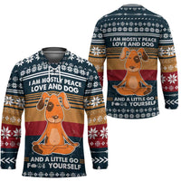 Peace Love And Dog Christmas Hockey Jersey Xmas Holiday Patterns - Wonder Print Shop