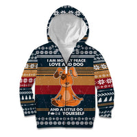 Peace Love And Dog Christmas Kid Hoodie Xmas Holiday Patterns - Wonder Print Shop