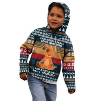 Peace Love And Dog Christmas Kid Hoodie Xmas Holiday Patterns - Wonder Print Shop