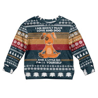 Peace Love And Dog Christmas Kid Ugly Christmas Sweater Xmas Holiday Patterns - Wonder Print Shop