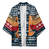 Peace Love And Dog Christmas Kimono Xmas Holiday Patterns - Wonder Print Shop