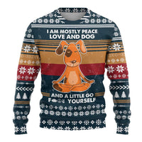 Peace Love And Dog Christmas Ugly Christmas Sweater Xmas Holiday Patterns - Wonder Print Shop