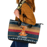 Peace Love And Dog Christmas Leather Tote Bag Xmas Holiday Patterns - Wonder Print Shop