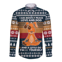 Peace Love And Dog Christmas Long Sleeve Button Shirt Xmas Holiday Patterns - Wonder Print Shop