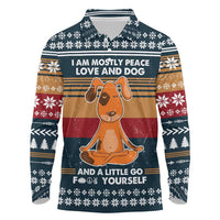 Peace Love And Dog Christmas Long Sleeve Polo Shirt Xmas Holiday Patterns - Wonder Print Shop