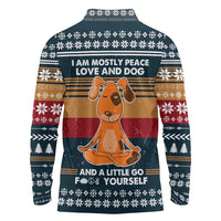 Peace Love And Dog Christmas Long Sleeve Polo Shirt Xmas Holiday Patterns - Wonder Print Shop