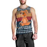 Peace Love And Dog Christmas Men Tank Top Xmas Holiday Patterns - Wonder Print Shop