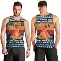Peace Love And Dog Christmas Men Tank Top Xmas Holiday Patterns - Wonder Print Shop