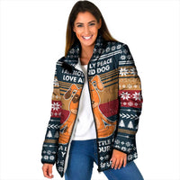 Peace Love And Dog Christmas Padded Jacket Xmas Holiday Patterns - Wonder Print Shop
