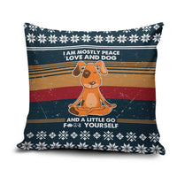 Peace Love And Dog Christmas Pillow Cover Xmas Holiday Patterns - Wonder Print Shop