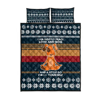 Peace Love And Dog Christmas Quilt Bed Set Xmas Holiday Patterns - Wonder Print Shop