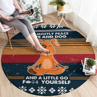 Peace Love And Dog Christmas Round Carpet Xmas Holiday Patterns - Wonder Print Shop