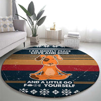 Peace Love And Dog Christmas Round Carpet Xmas Holiday Patterns - Wonder Print Shop