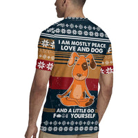 Peace Love And Dog Christmas Rugby Jersey Xmas Holiday Patterns - Wonder Print Shop