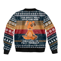 Peace Love And Dog Christmas Sleeve Zip Bomber Jacket Xmas Holiday Patterns - Wonder Print Shop