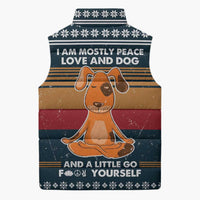 Peace Love And Dog Christmas Sleeveless Puffer Jacket Xmas Holiday Patterns - Wonder Print Shop