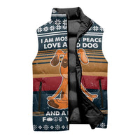Peace Love And Dog Christmas Sleeveless Puffer Jacket Xmas Holiday Patterns - Wonder Print Shop
