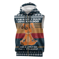 Peace Love And Dog Christmas Sleeveless Zip Hoodie Xmas Holiday Patterns - Wonder Print Shop