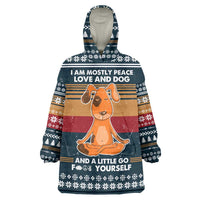 Peace Love And Dog Christmas Wearable Blanket Hoodie Xmas Holiday Patterns - Wonder Print Shop