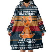 Peace Love And Dog Christmas Wearable Blanket Hoodie Xmas Holiday Patterns - Wonder Print Shop