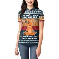 Peace Love And Dog Christmas Women Polo Shirt Xmas Holiday Patterns - Wonder Print Shop
