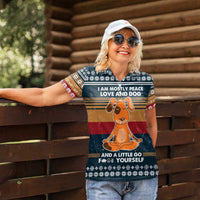 Peace Love And Dog Christmas Women Polo Shirt Xmas Holiday Patterns - Wonder Print Shop