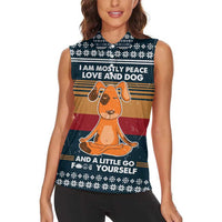 Peace Love And Dog Christmas Women Sleeveless Polo Shirt Xmas Holiday Patterns - Wonder Print Shop