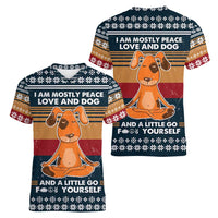 Peace Love And Dog Christmas Women V-Neck T-Shirt Xmas Holiday Patterns - Wonder Print Shop