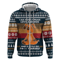 Peace Love And Dog Christmas Zip Hoodie Xmas Holiday Patterns - Wonder Print Shop