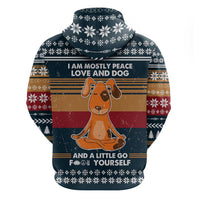 Peace Love And Dog Christmas Zip Hoodie Xmas Holiday Patterns - Wonder Print Shop