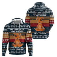 Peace Love And Dog Christmas Zip Hoodie Xmas Holiday Patterns - Wonder Print Shop