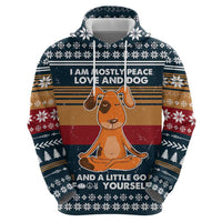 Peace Love And Dog Christmas Zip Hoodie Xmas Holiday Patterns - Wonder Print Shop