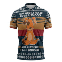 Peace Love And Dog Christmas Zipper Polo Shirt Xmas Holiday Patterns - Wonder Print Shop